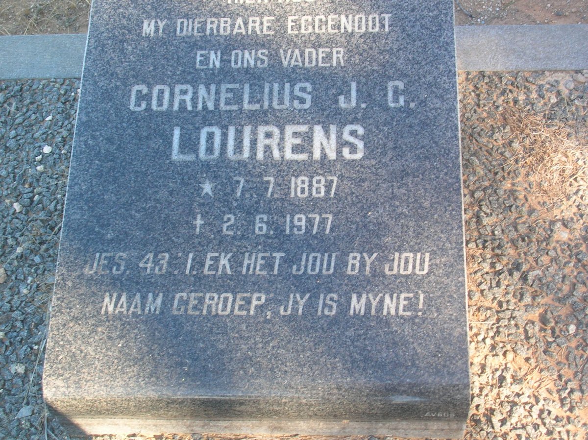 LOURENS Cornelius J.G. 1887-1977