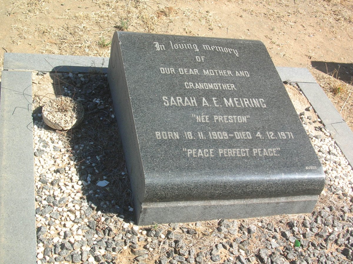 MEIRING Sarah A.E. nee PRESTON 1909-1971