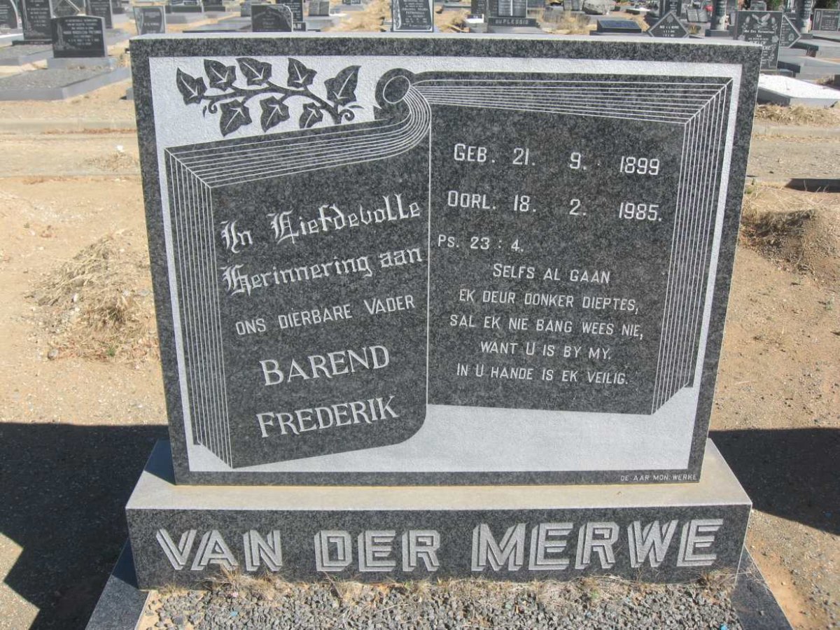 MERWE Barend Frederik, van der 1899-1985 