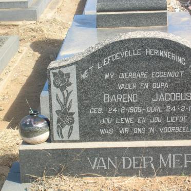 MERWE Barend Jacobus, van der 1905-1972 