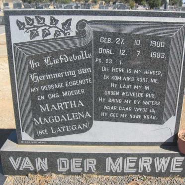 MERWE Martha Magdalena, van der nee LATEGAN 1900-1983