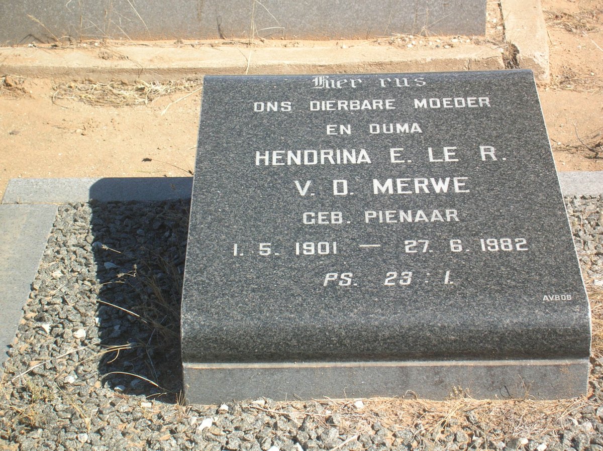 MERWE Hendrina E. le R. nee PIENAAR 1901-1982