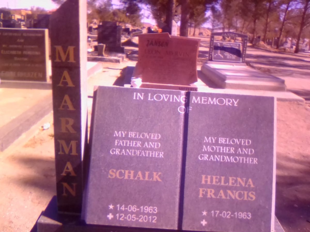 MAARMAN Schalk 1963-2012 &amp; Helena Francis 1963-
