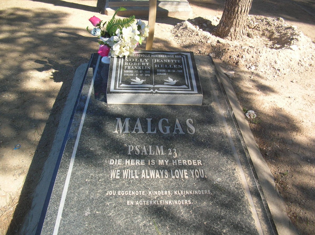 MALGAS Solly Robert Franklin 1945-2016 &amp; Jeanette Hellen 1948-
