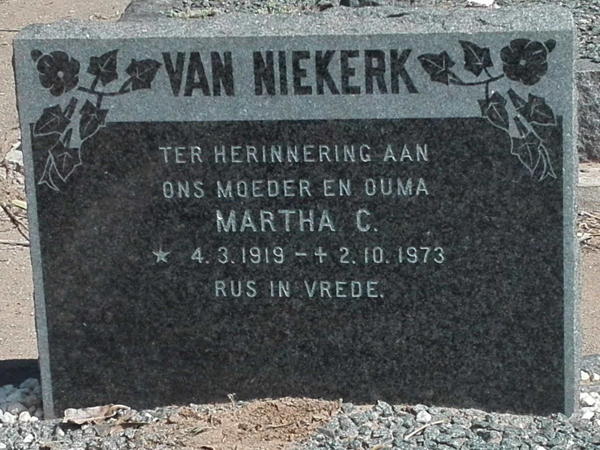 NIEKERK Martha C., van 1919-1973