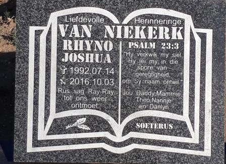 NIEKERK Rhyno Joshua, van 1992-2016
