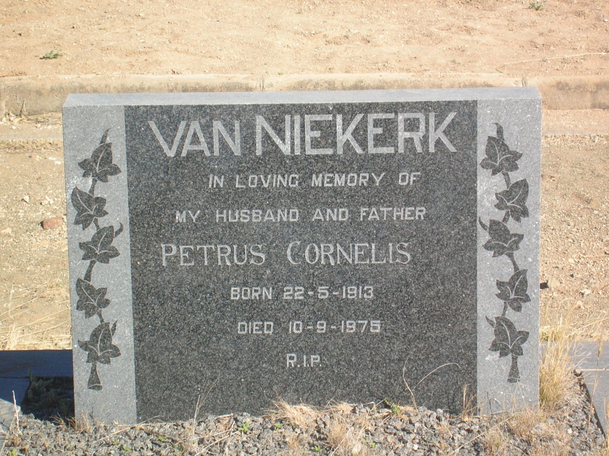 NIEKERK Petrus Cornelis, van 1913-1975
