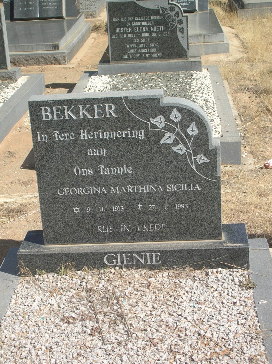 BEKKER Georgina Marthina Sicilia 1913-1993