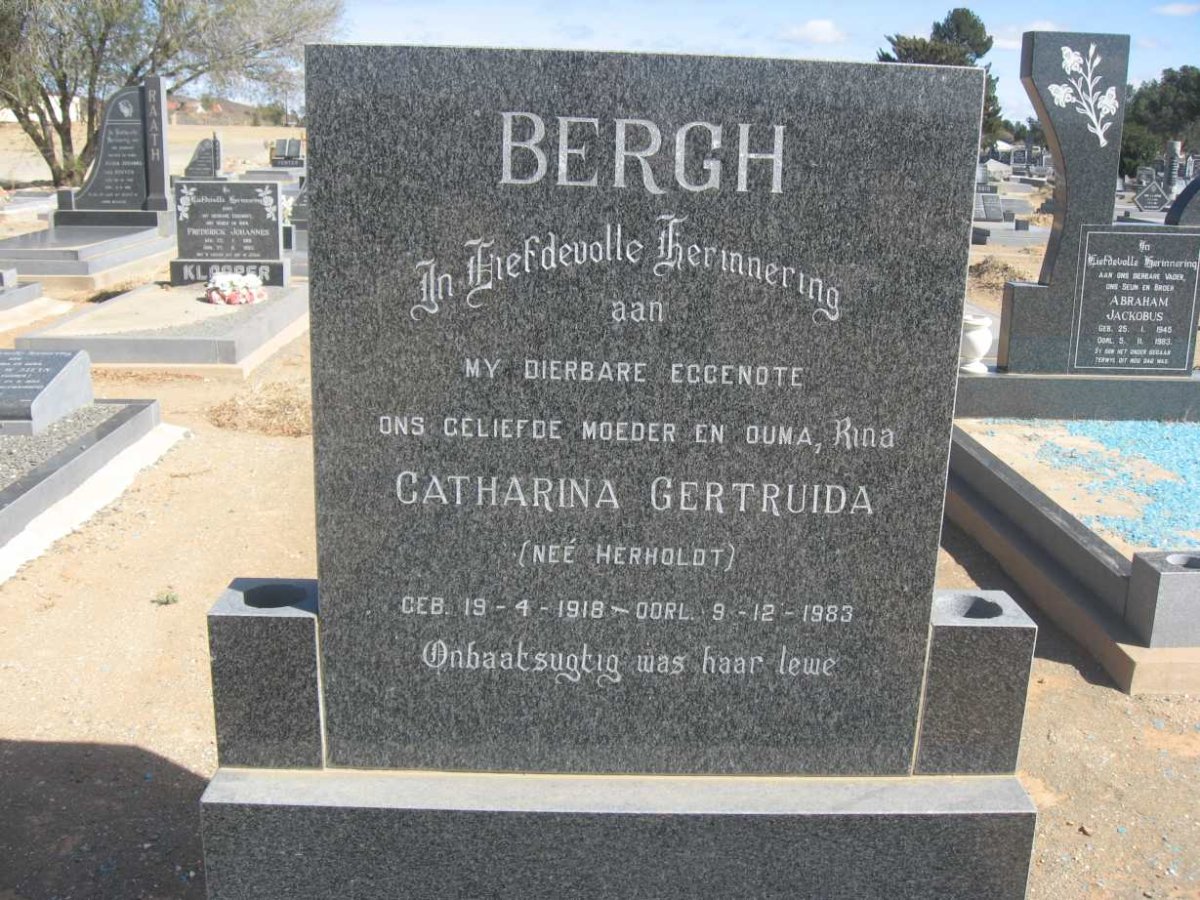 BERGH Catharina Gertruida nee HERHOLDT 1918-1983
