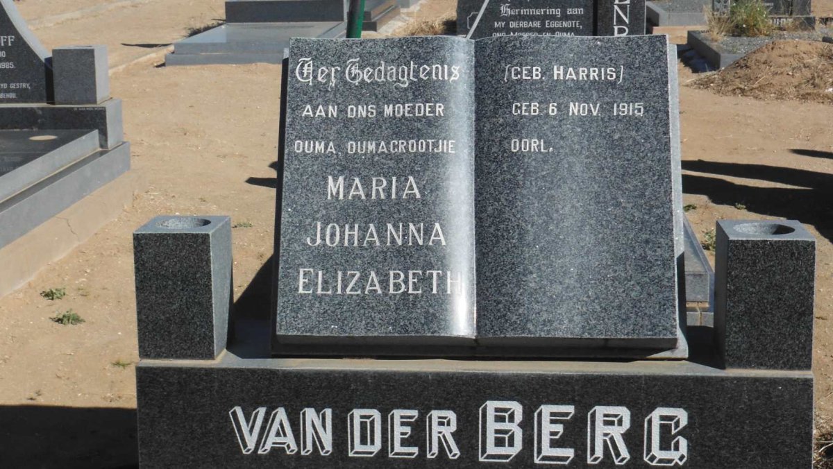 BERG Maria Johanna Elizabeth, van der nee HARRIS 1915-