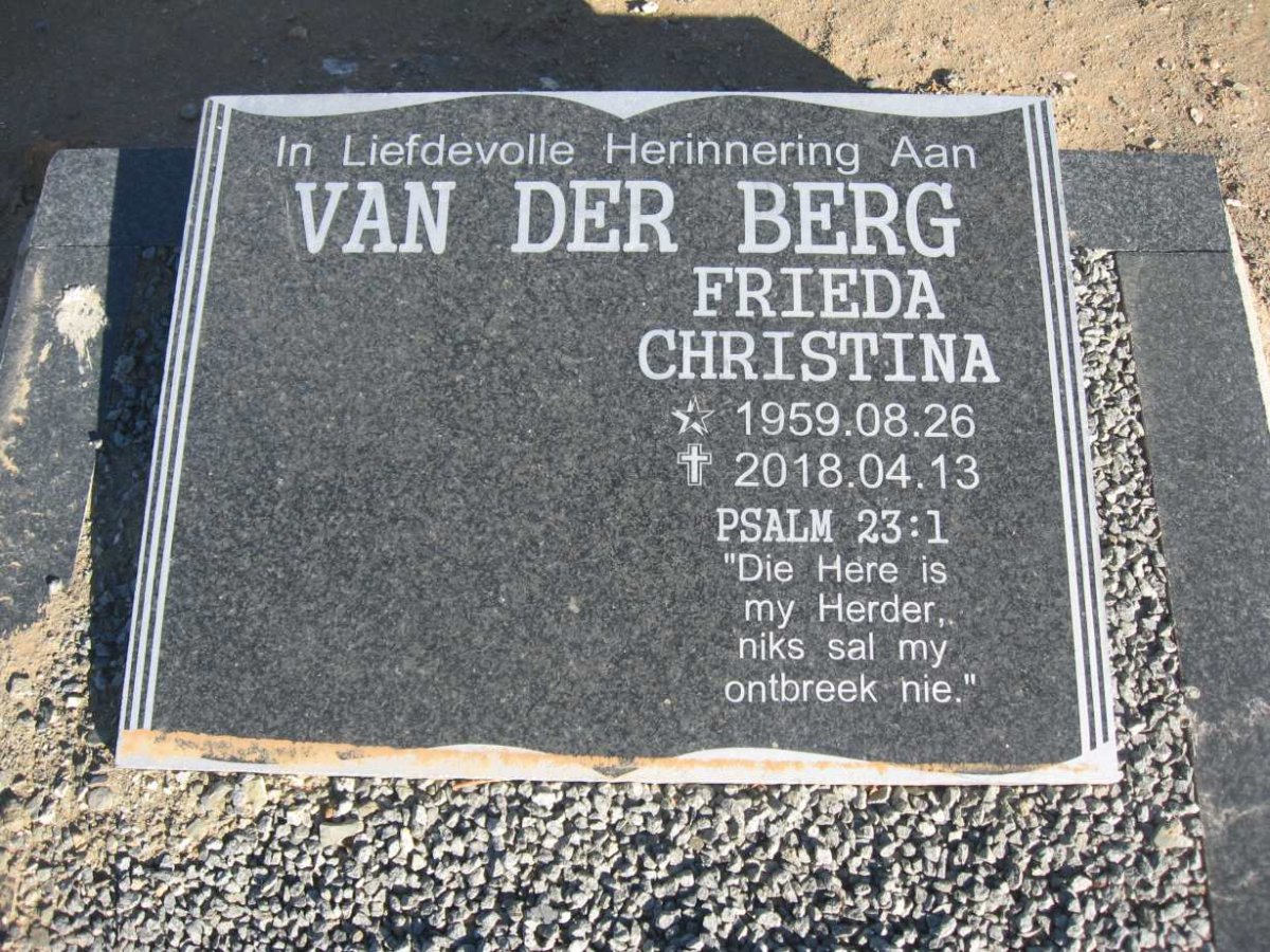 BERG Frieda Christina, van der 1959-2018