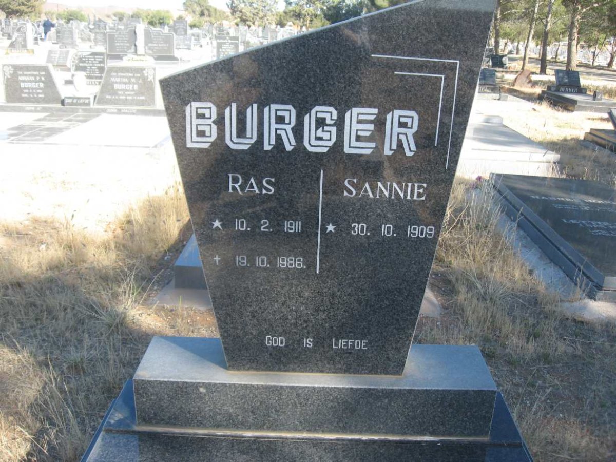 BURGER Ras 1911-1986 &amp; Sannie 1909-