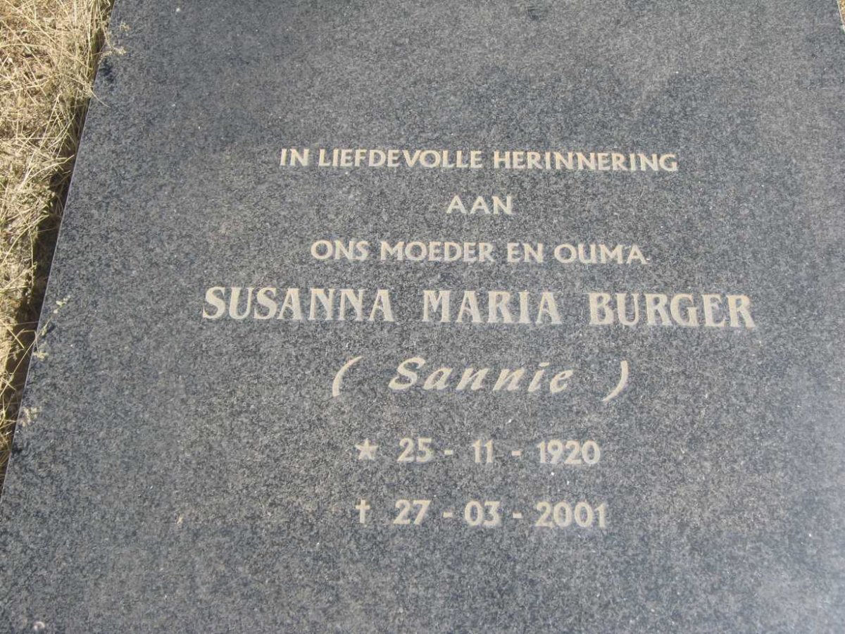 BURGER Susanna Maria 1920-2001