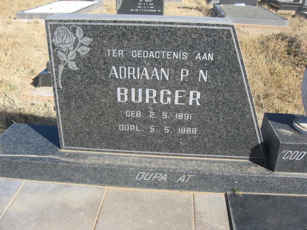 BURGER Adriaan P.N. 1891-1988 