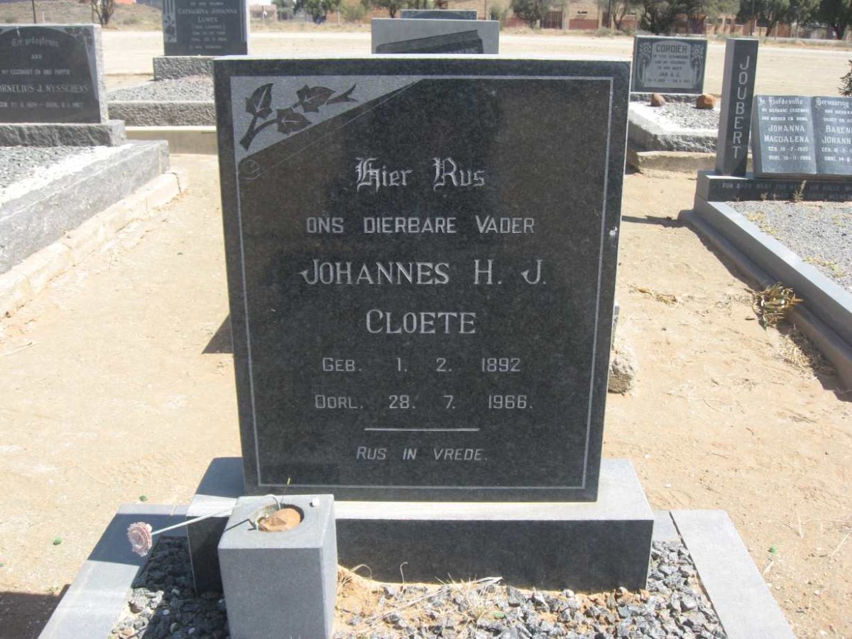 CLOETE Johannes H.J. 1892-1966