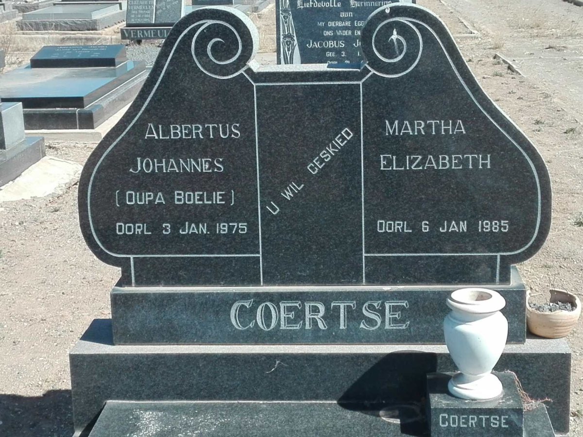 COERTSE Albertus Johannes -1975 &amp; Martha Elizabeth -1985