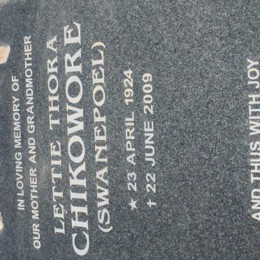 CHIKOWORE Lettie Thora nee SWANEPOEL 1924-2009
