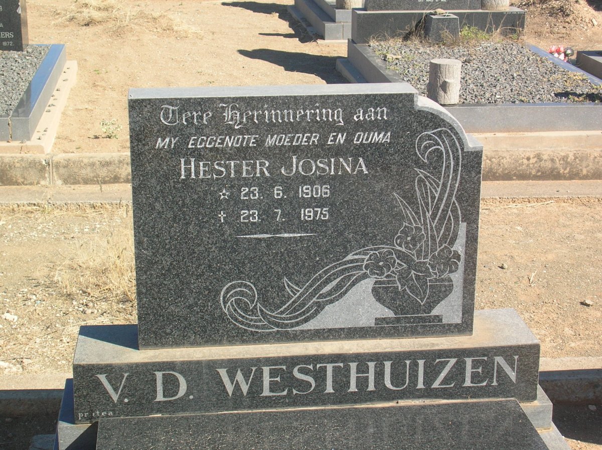 WESTHUIZEN Hester Josina, v.d. 1906-1975