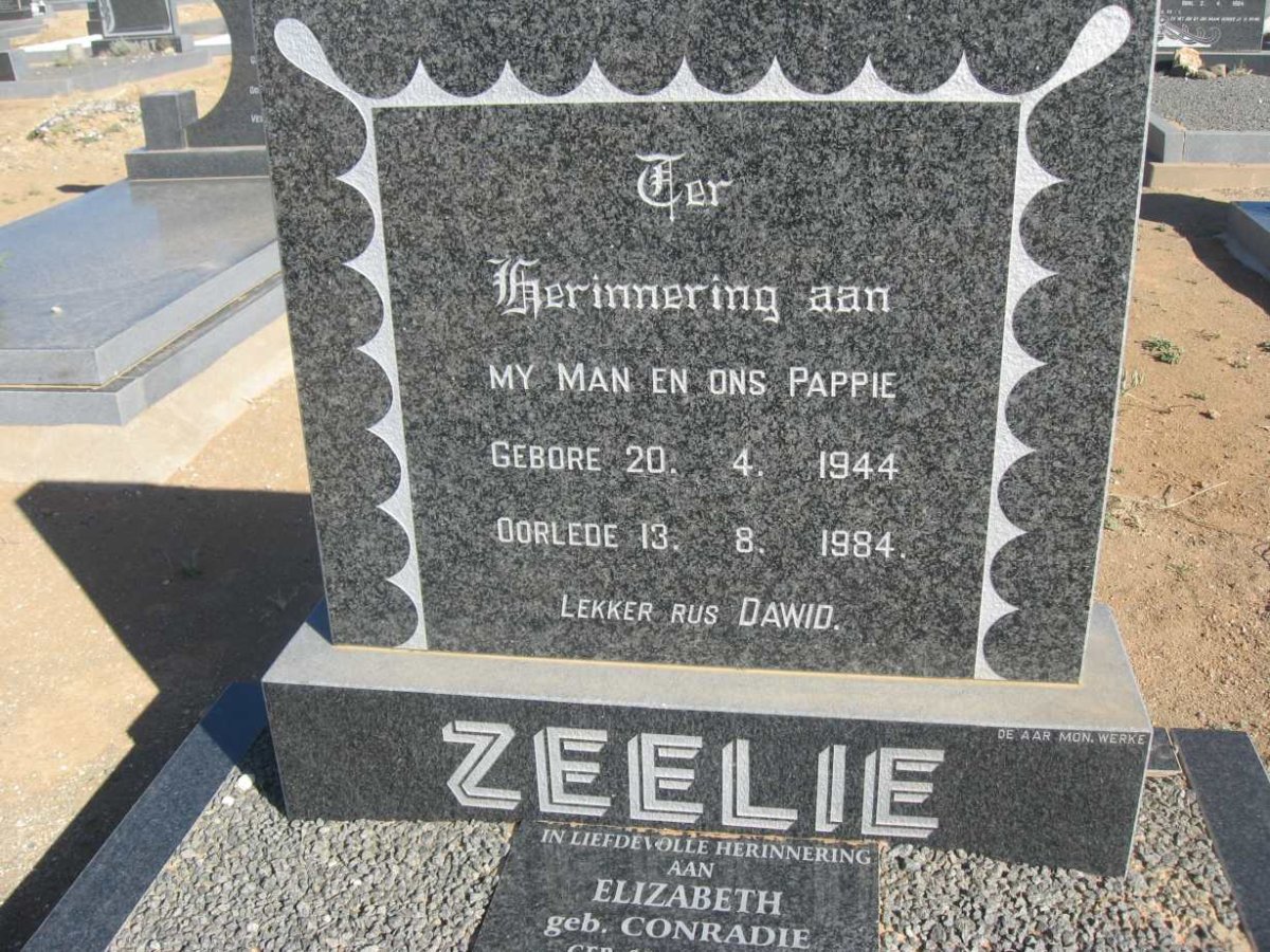 ZEELIE Dawid 1944-1984 &amp; Elizabeth CONRADIE ?-?
