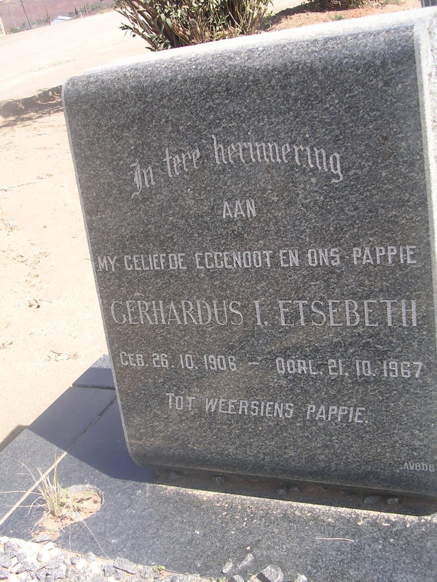 ETSEBETH Gerhardus I. 1906-1967