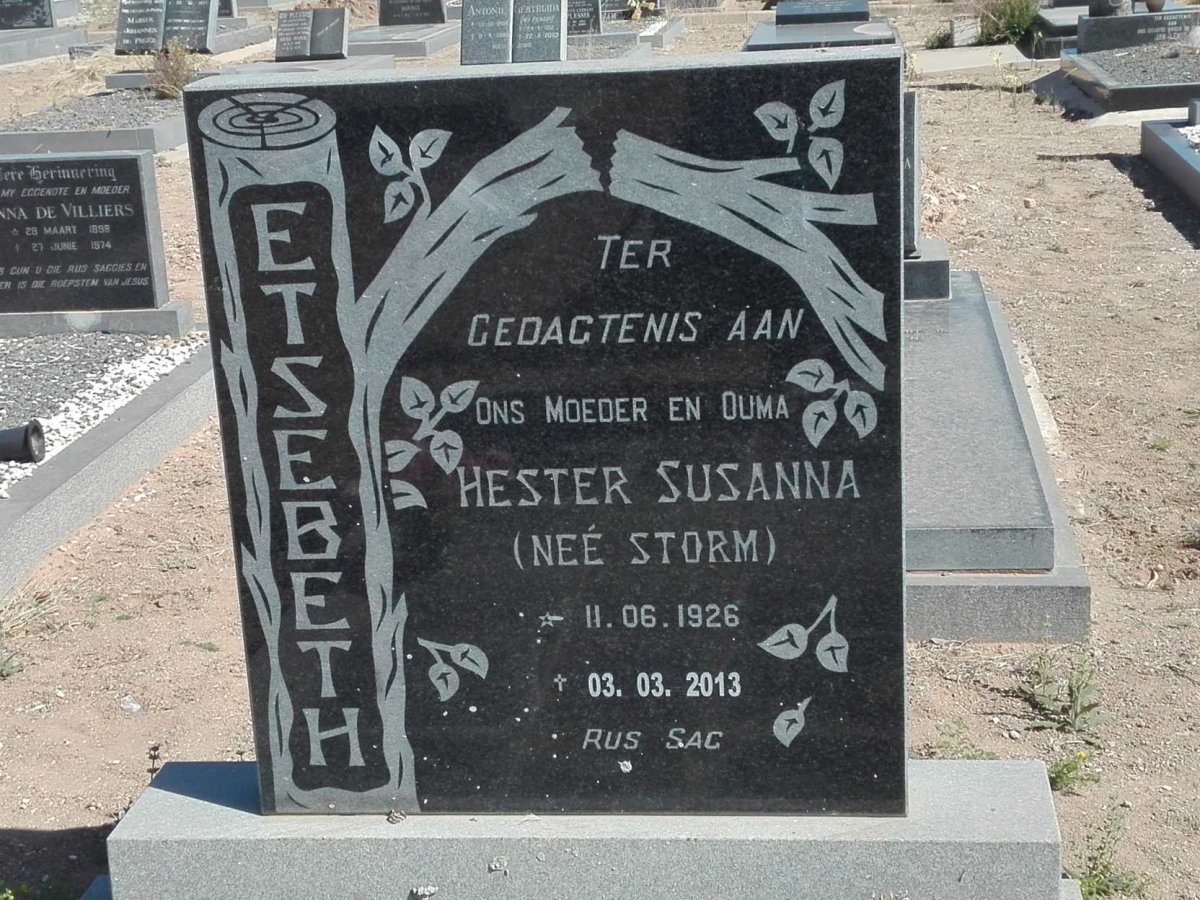 ETSEBETH Hester Susanna nee STORM 1926-2013