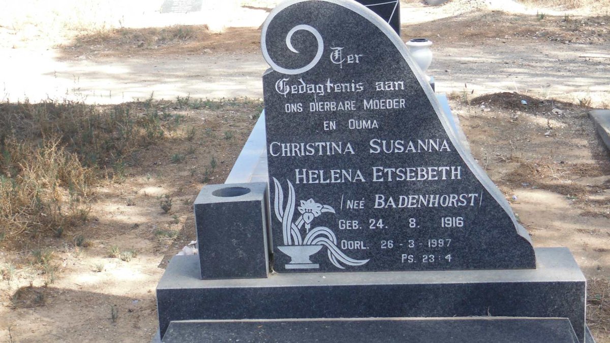 ETSEBETH Christina Susanna Helena nee BADENHORST 1916-1997