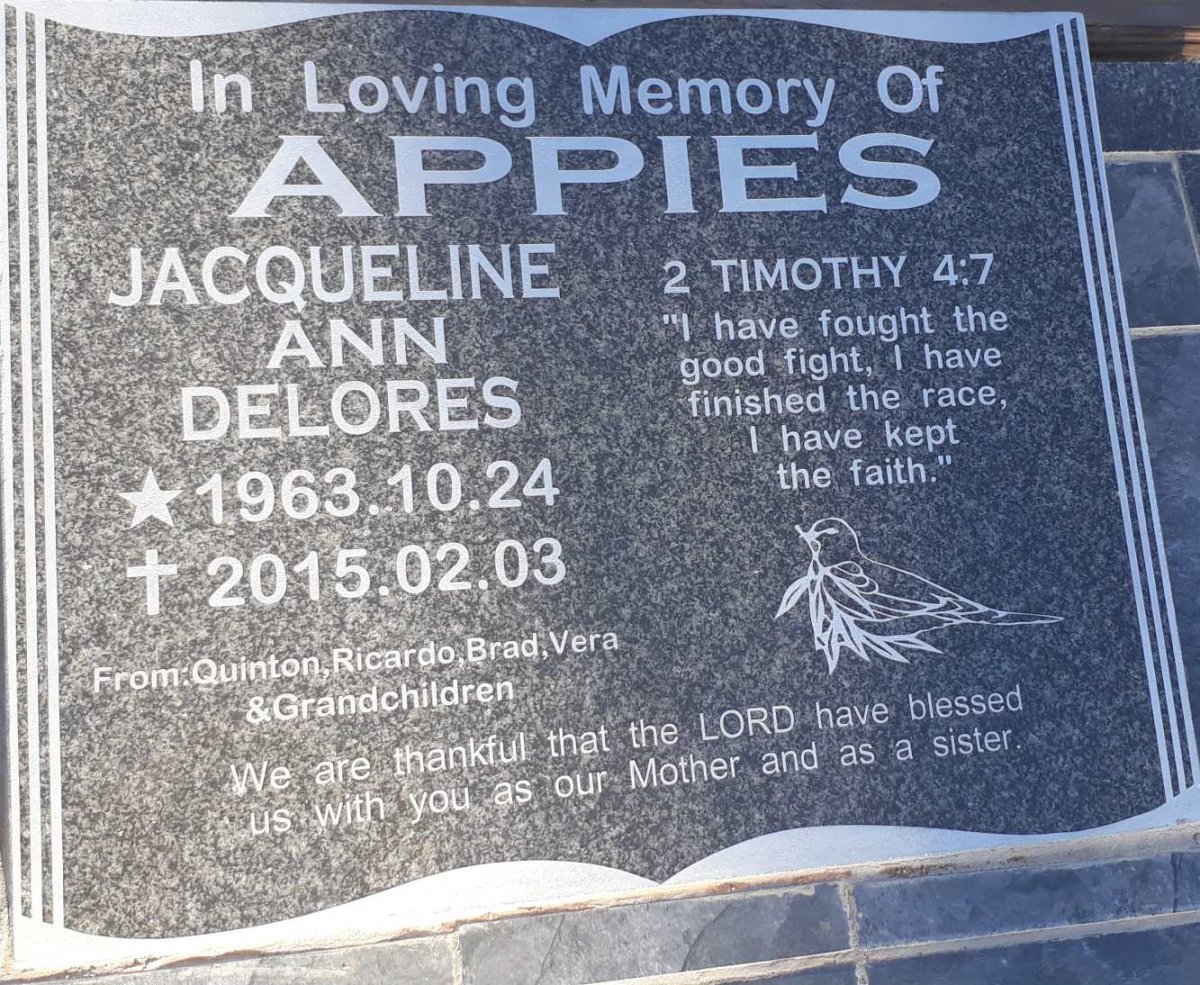 APPIES Jacqueline Ann Delores 1963-2015
