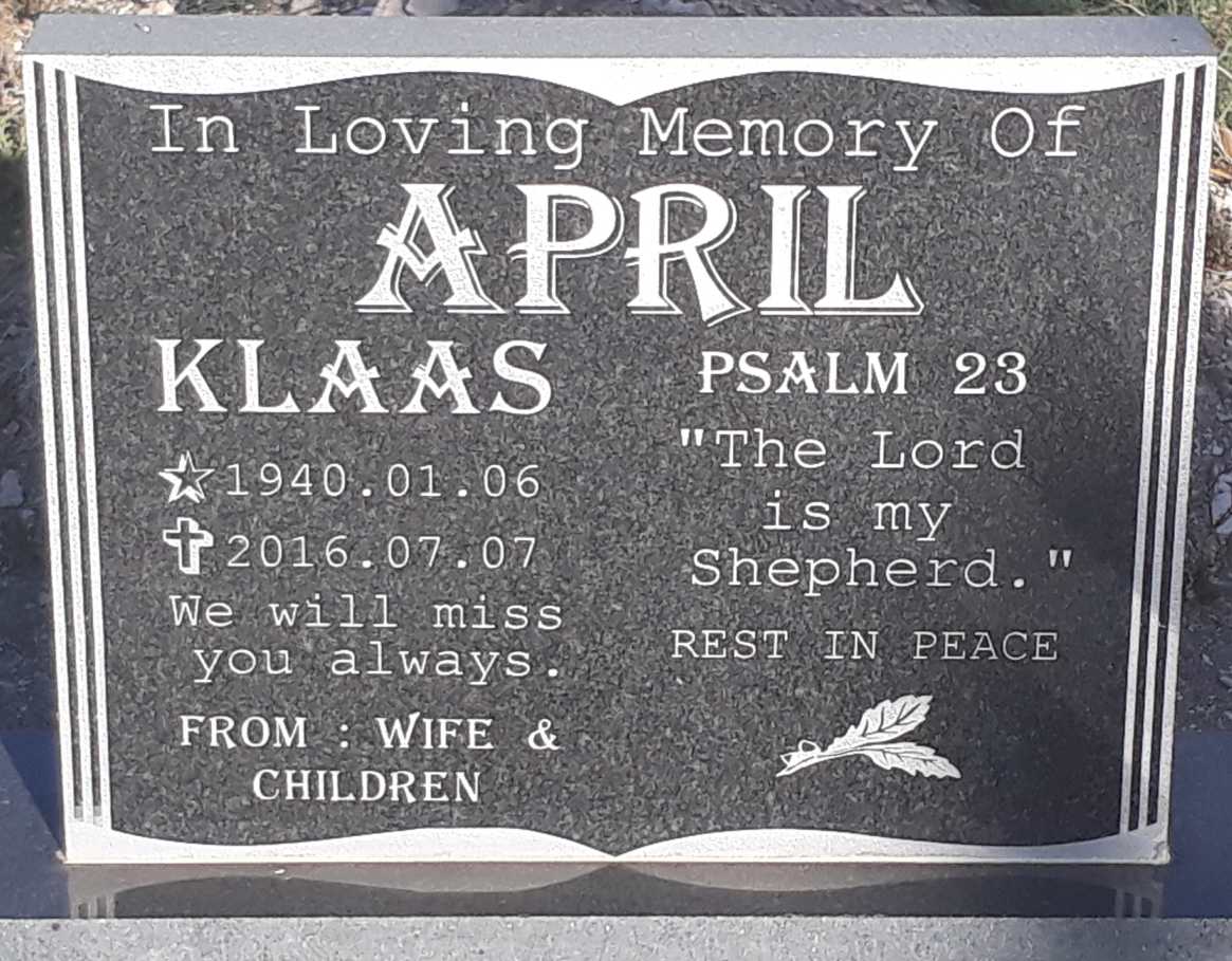 APRIL Klaas 1940-2016