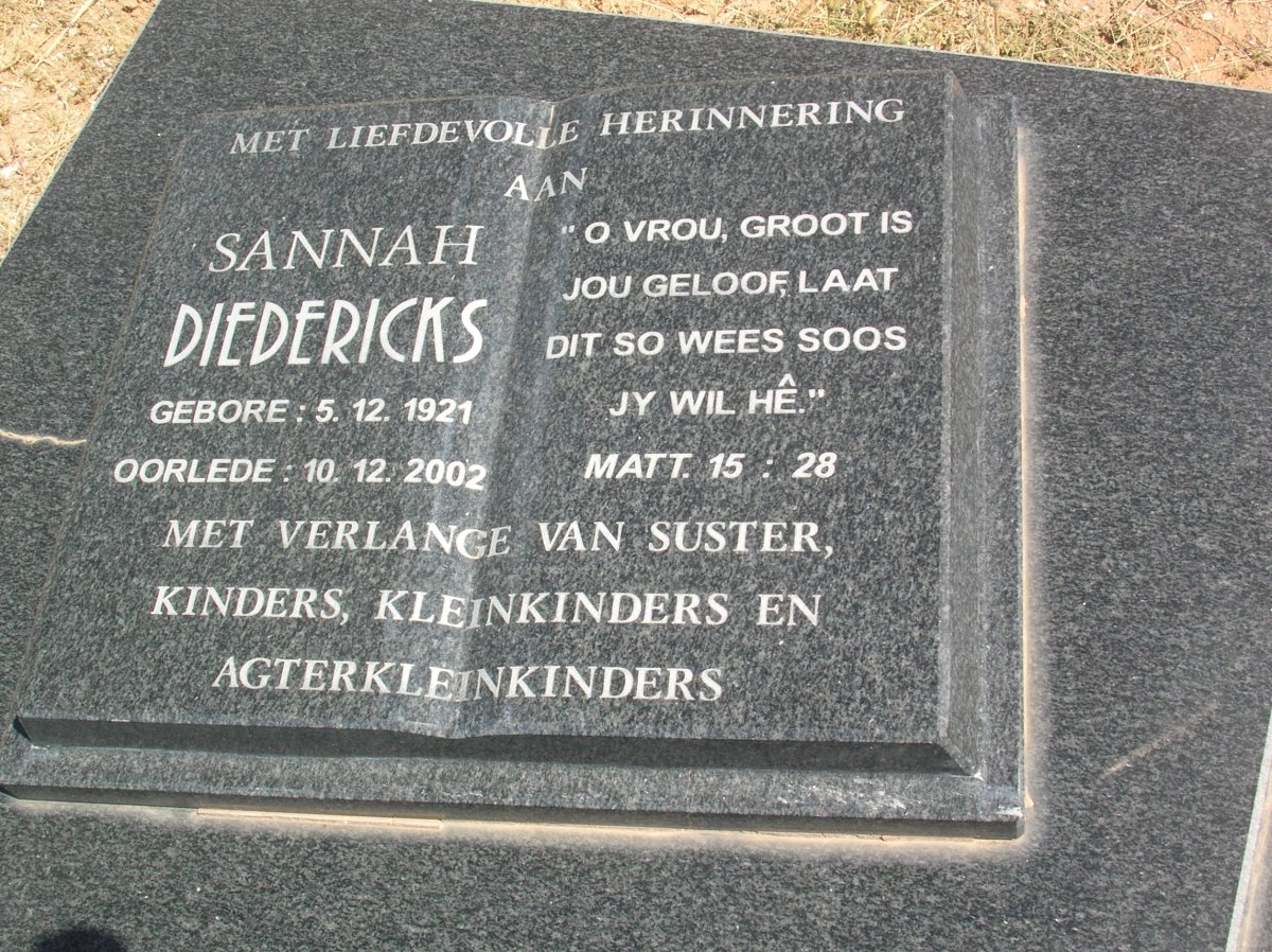 DIEDERICKS Sannah 1921-2002