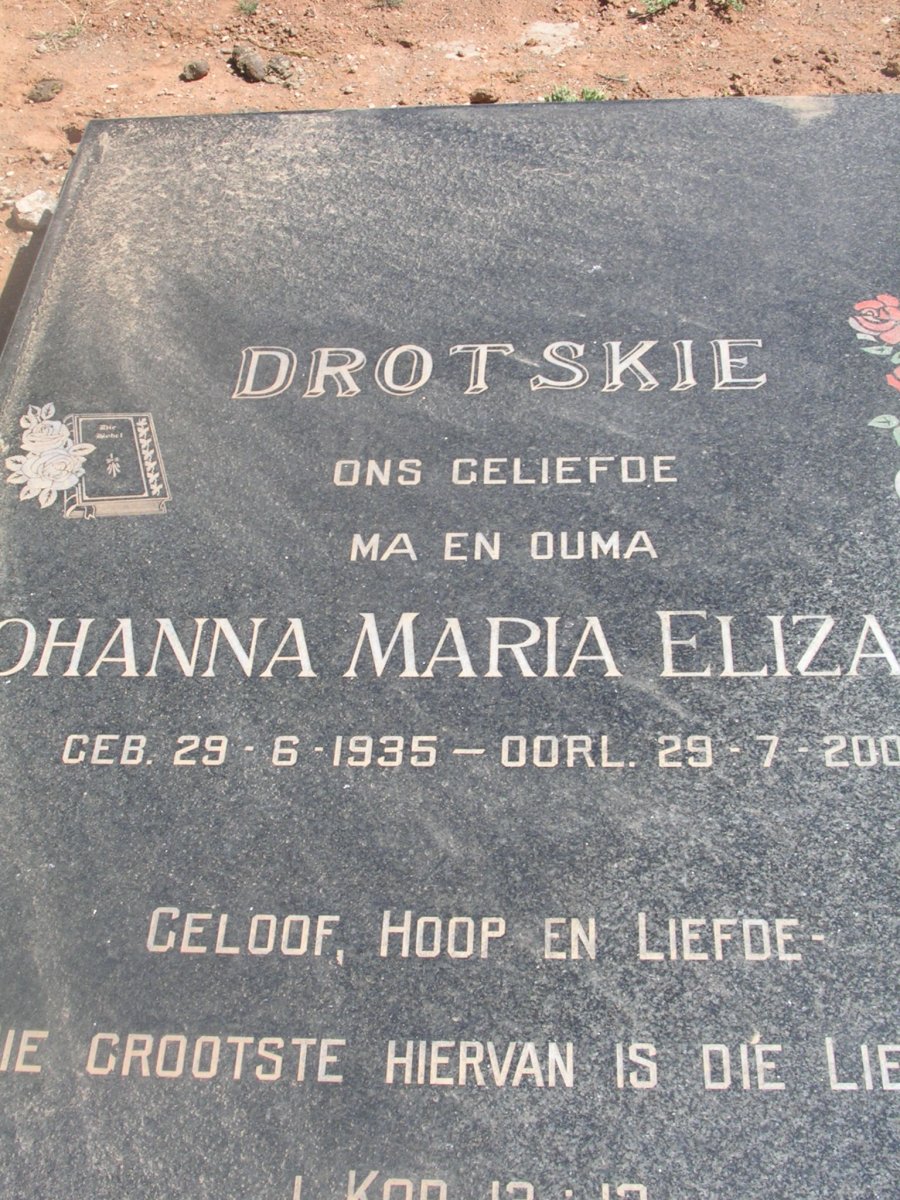 DROTSKIE Johanna Maria Elizabeth 1935-200?