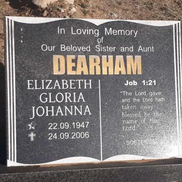 DEARHAM Elizabeth Gloria Johanna 1947-2006