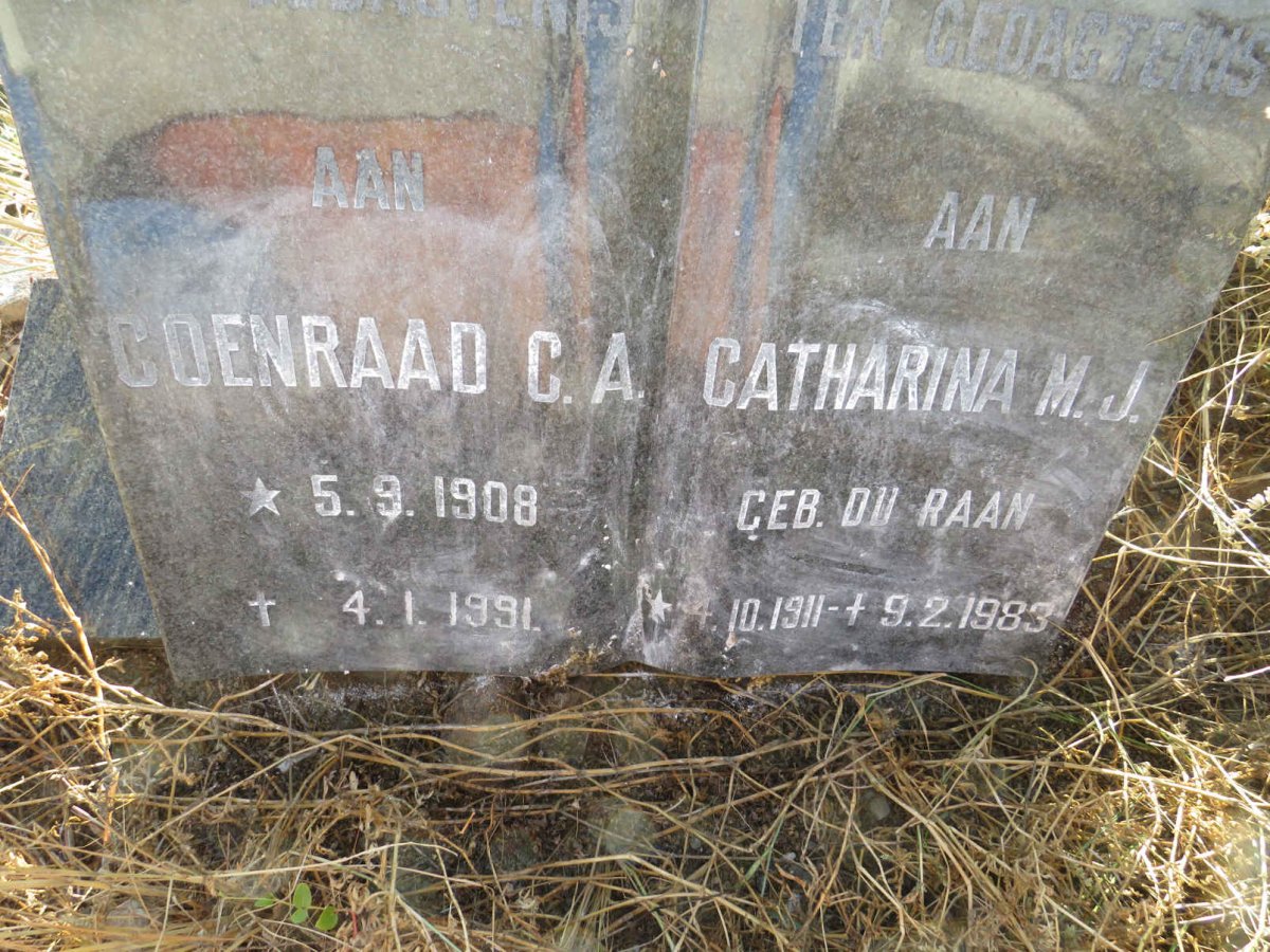 ? Coenraad C.A. 1908-1991 &amp; Catharina M.J. DU RAAN 1911-1983
