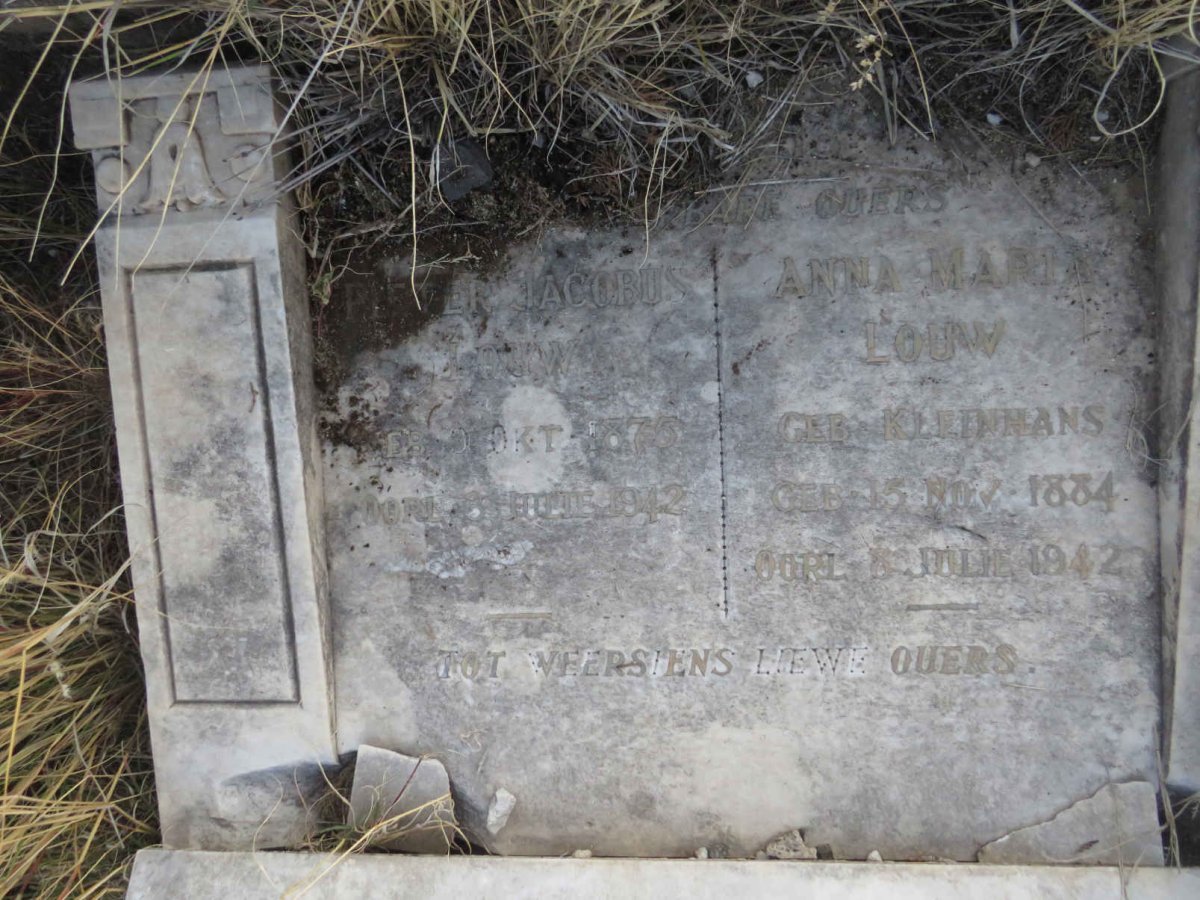 LOUW Pieter Jacobus 1875-1942 &amp; Anna Maria KLEINHANS 1884-1942