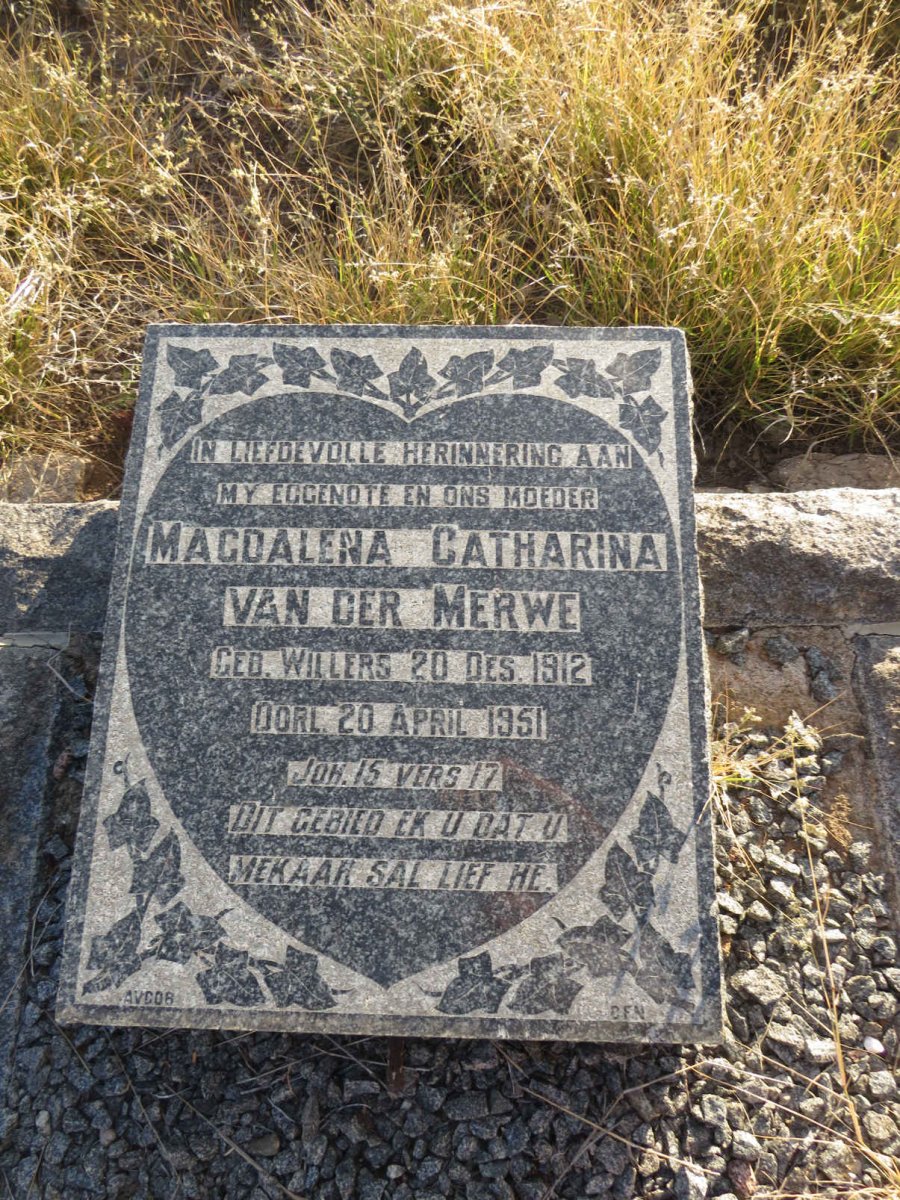 MERWE Magdalena Catharina, van der nee WILLERS 1912-1951