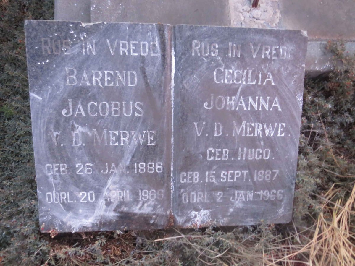 MERWE Barend Jacobus, v.d. 1886-1969 &amp; Cecilia Johanna HUGO 1887-1966