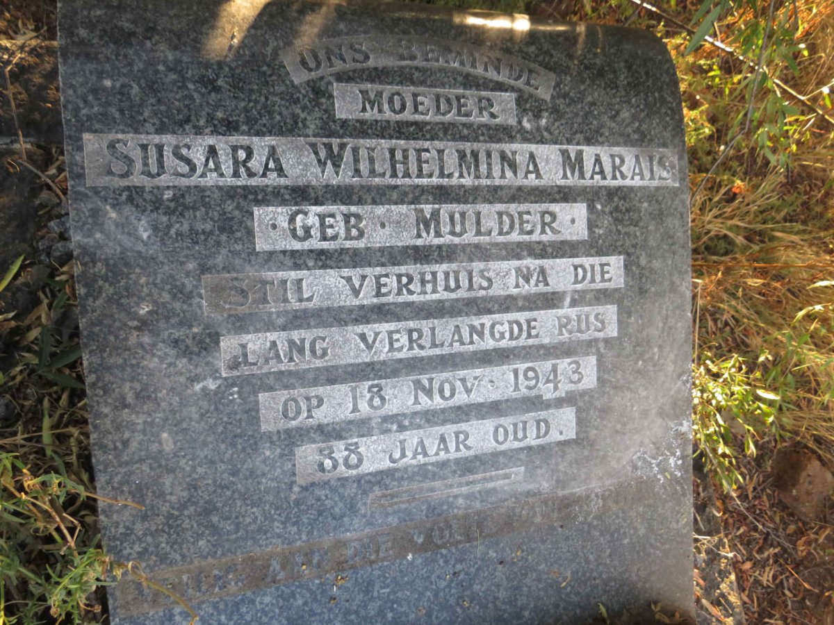 MARAIS Susara Wilhelmina nee MULDER -1943