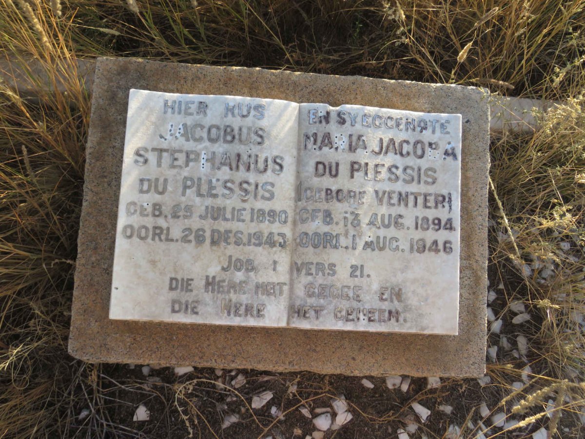 PLESSIS Jacobus Stephanus, du 1890-1943 &amp; Maria Jacoba VENTER 1894-1946