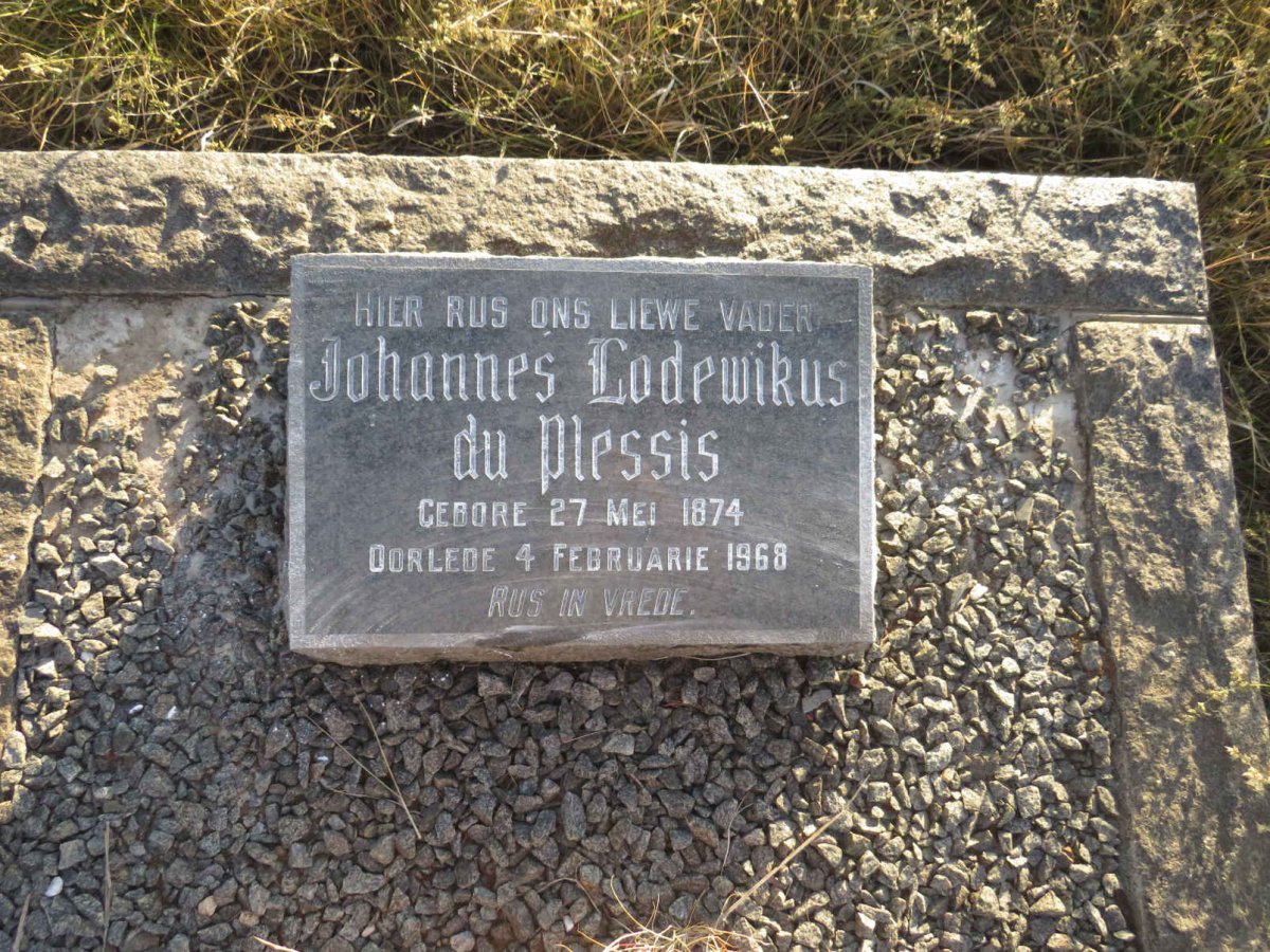 PLESSIS Johannes Lodewikus, du 1874-1968
