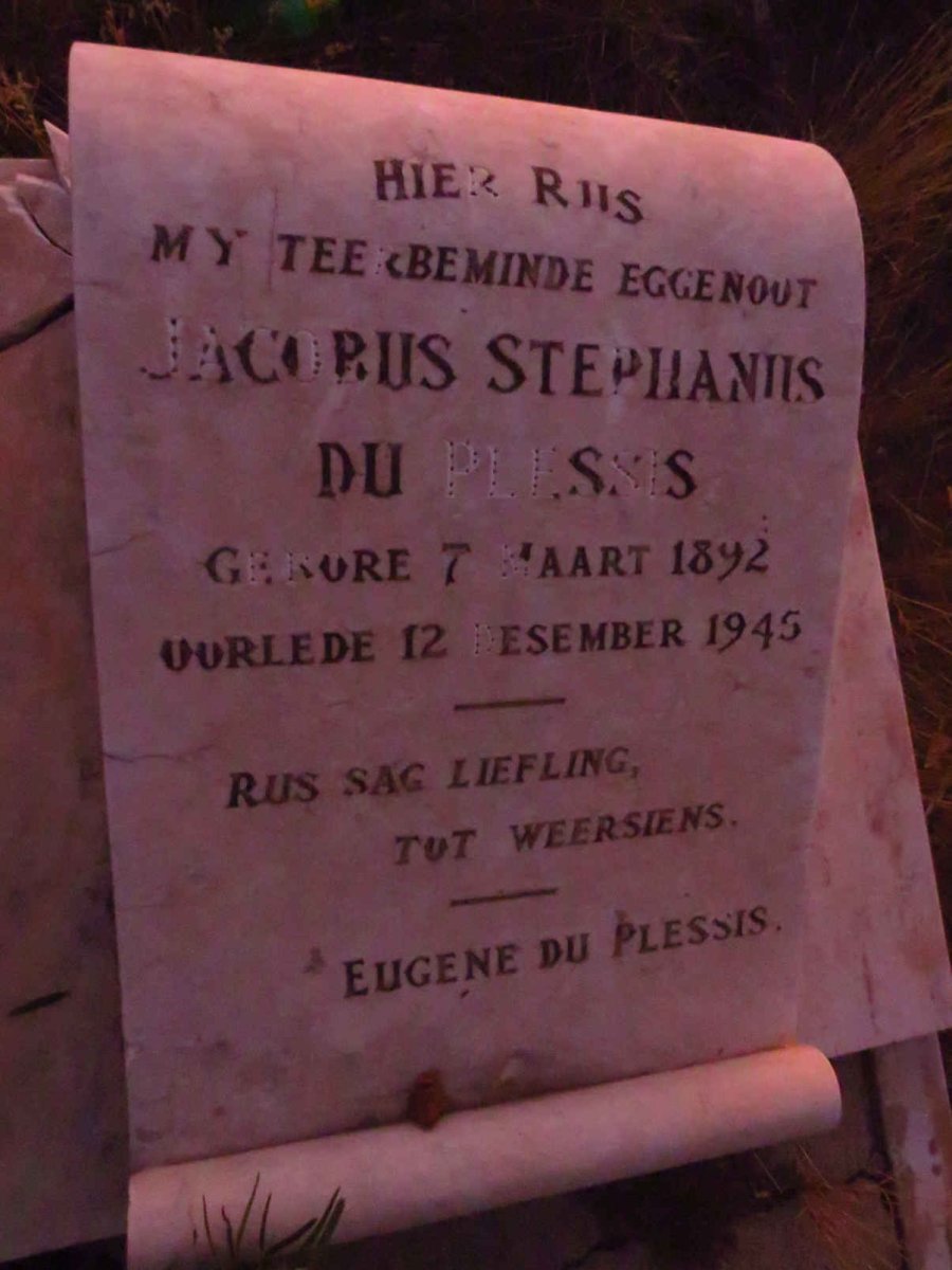 PLESSIS Jacobus Stephanus, du 1892-1945