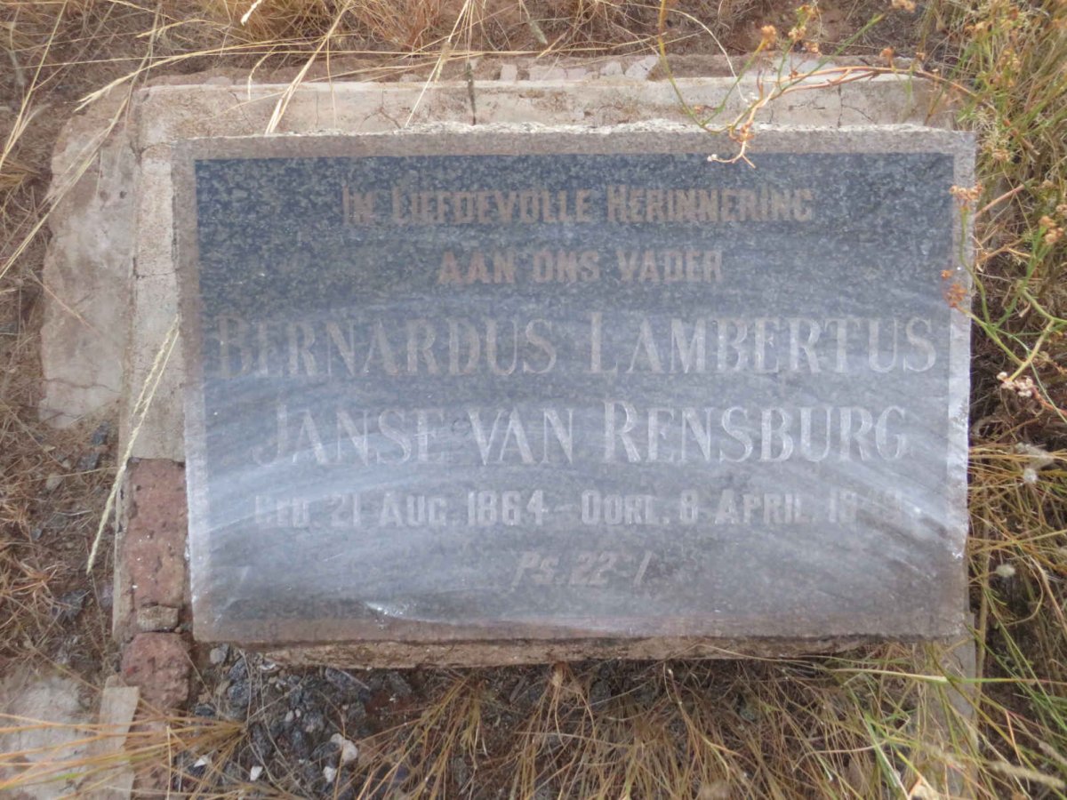 RENSBURG Bernardus Lambertus, Janse van 1864-1949