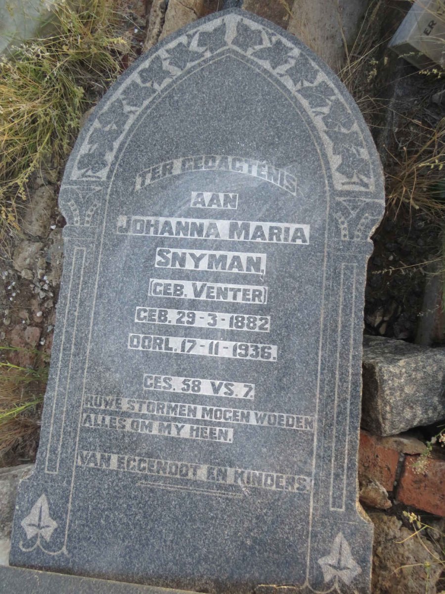SNYMAN Johanna Maria nee VENTER 1882-1936