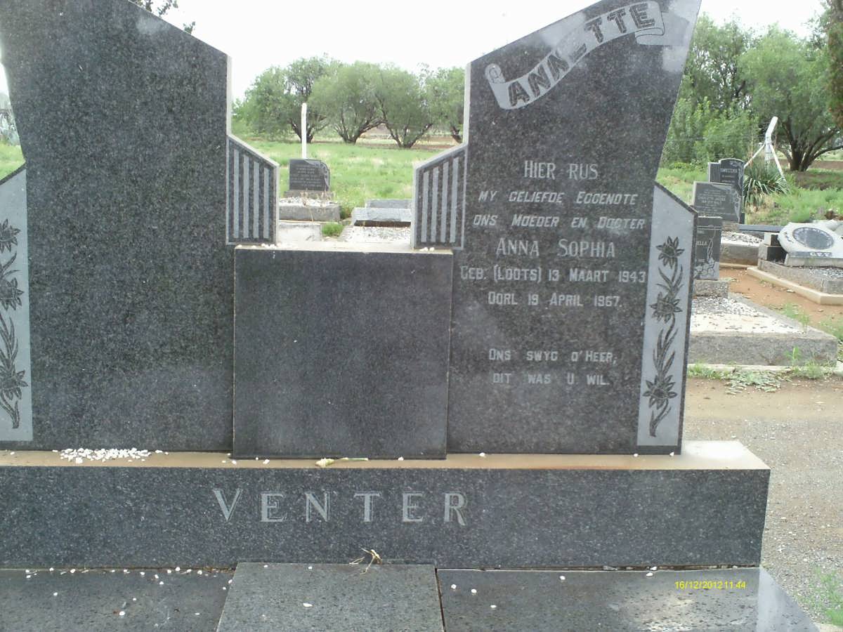 VENTER Anna Sophia geb LOOTS 1943-1967