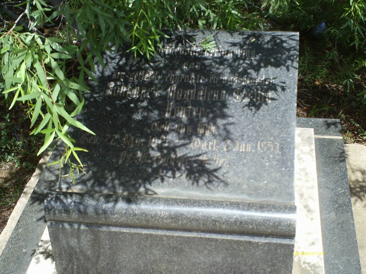 VENTER Johannes Magdalena Cecilia nee VAN WYK 1915-1953