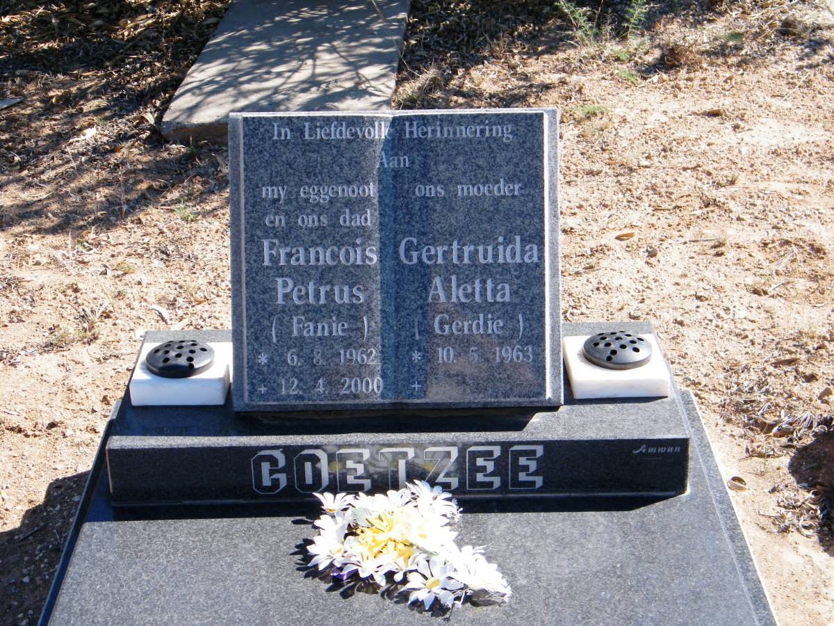 COETZEE Francois Petrus 1962-2000 &amp; Gertruida Aletta 1963-