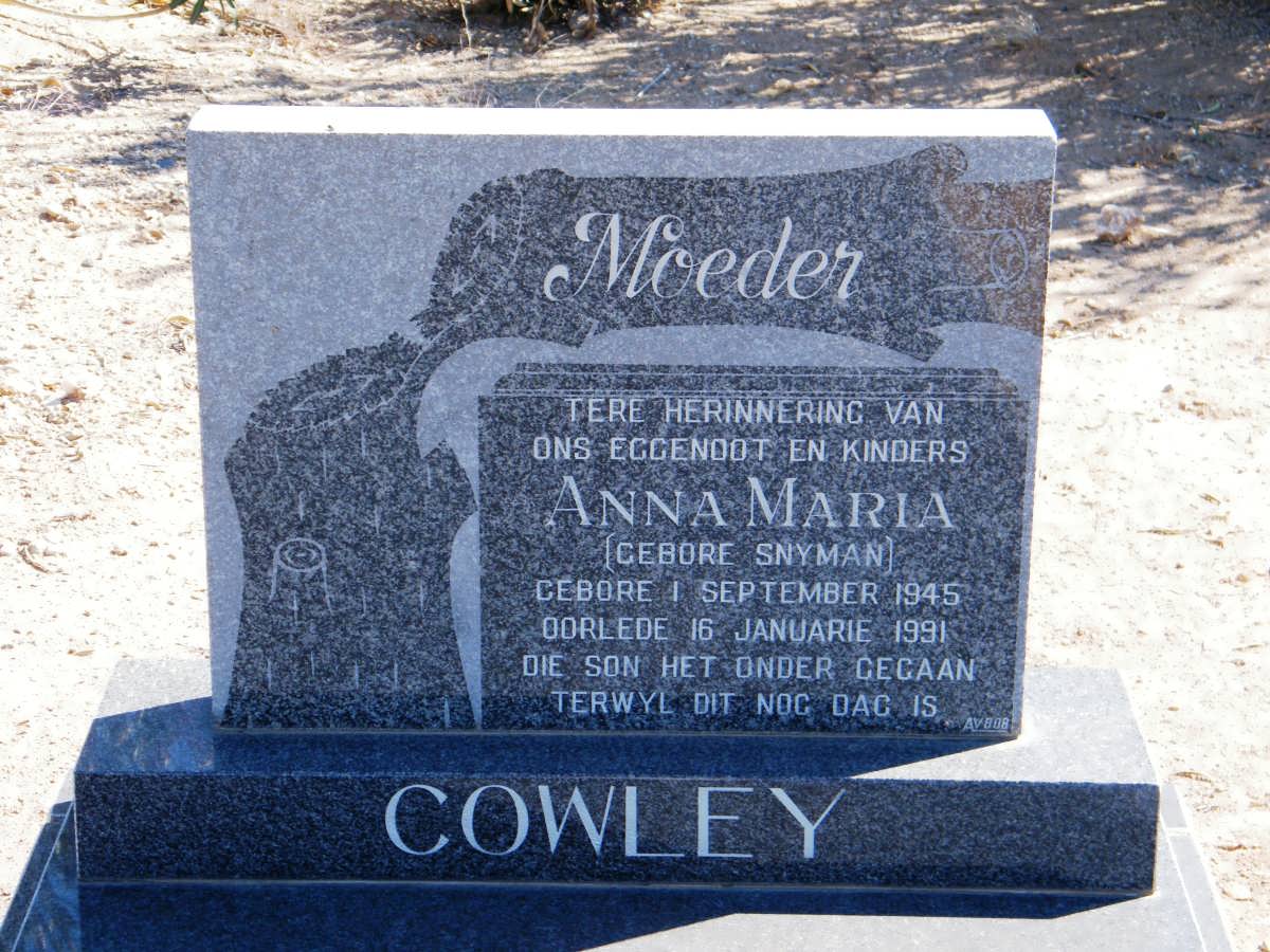 COWLEY Anna Maria nee SNYMAN 1945-1991