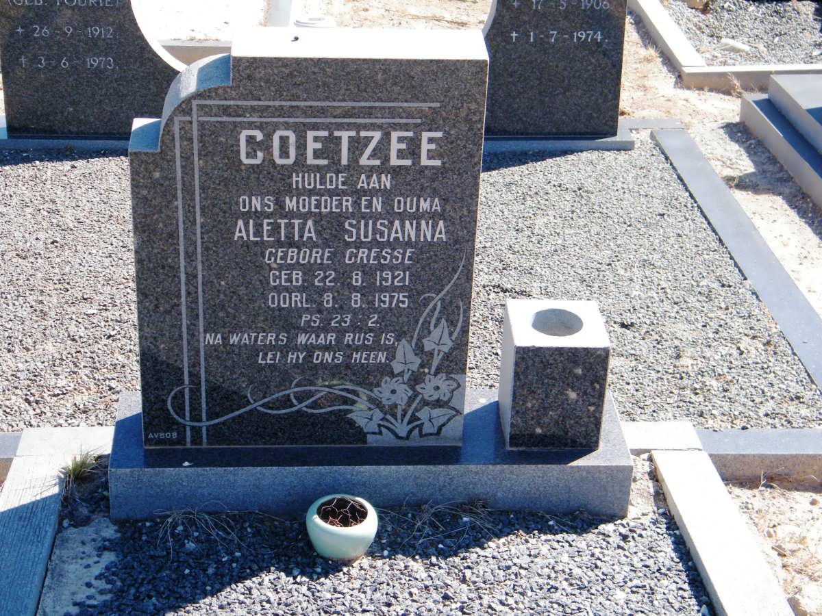 COETZEE Aletta Susanna nee CRESSE 1921-1975