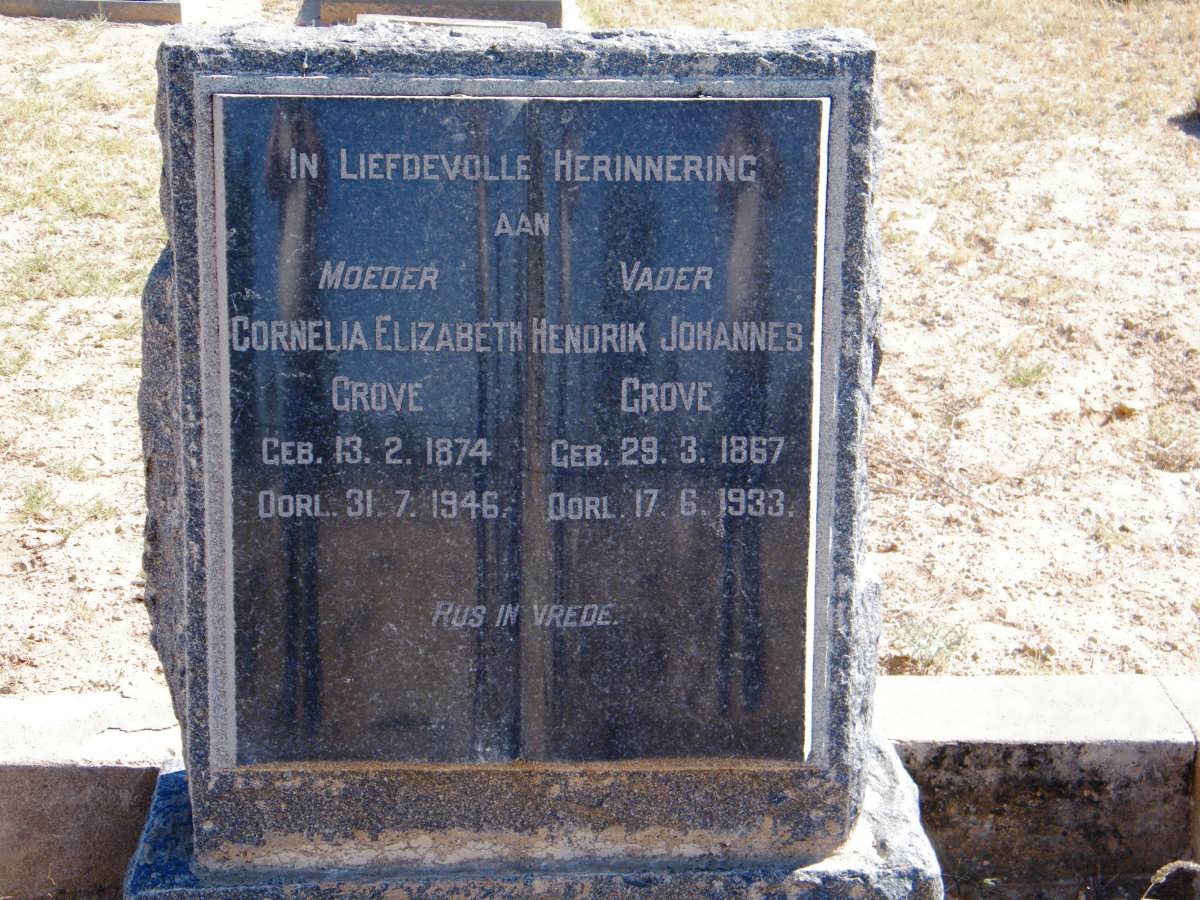 GROVÉ Hendrik Johannes 1867-1933 &amp; Cornelia Elizabeth 1874-1946