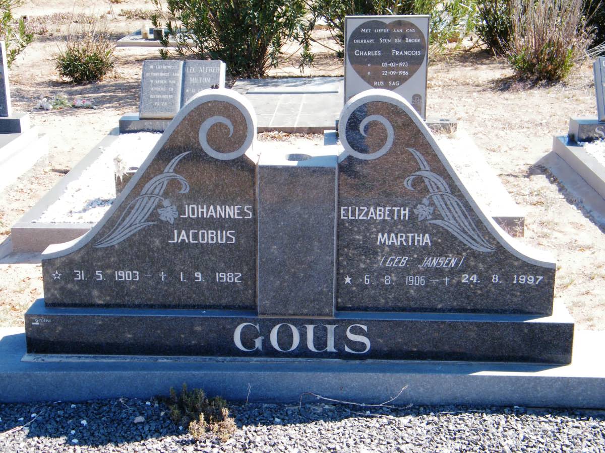 GOUS Johannes Jacobus 1903-1982 &amp; Elizabeth Martha JANSEN 1906-1997