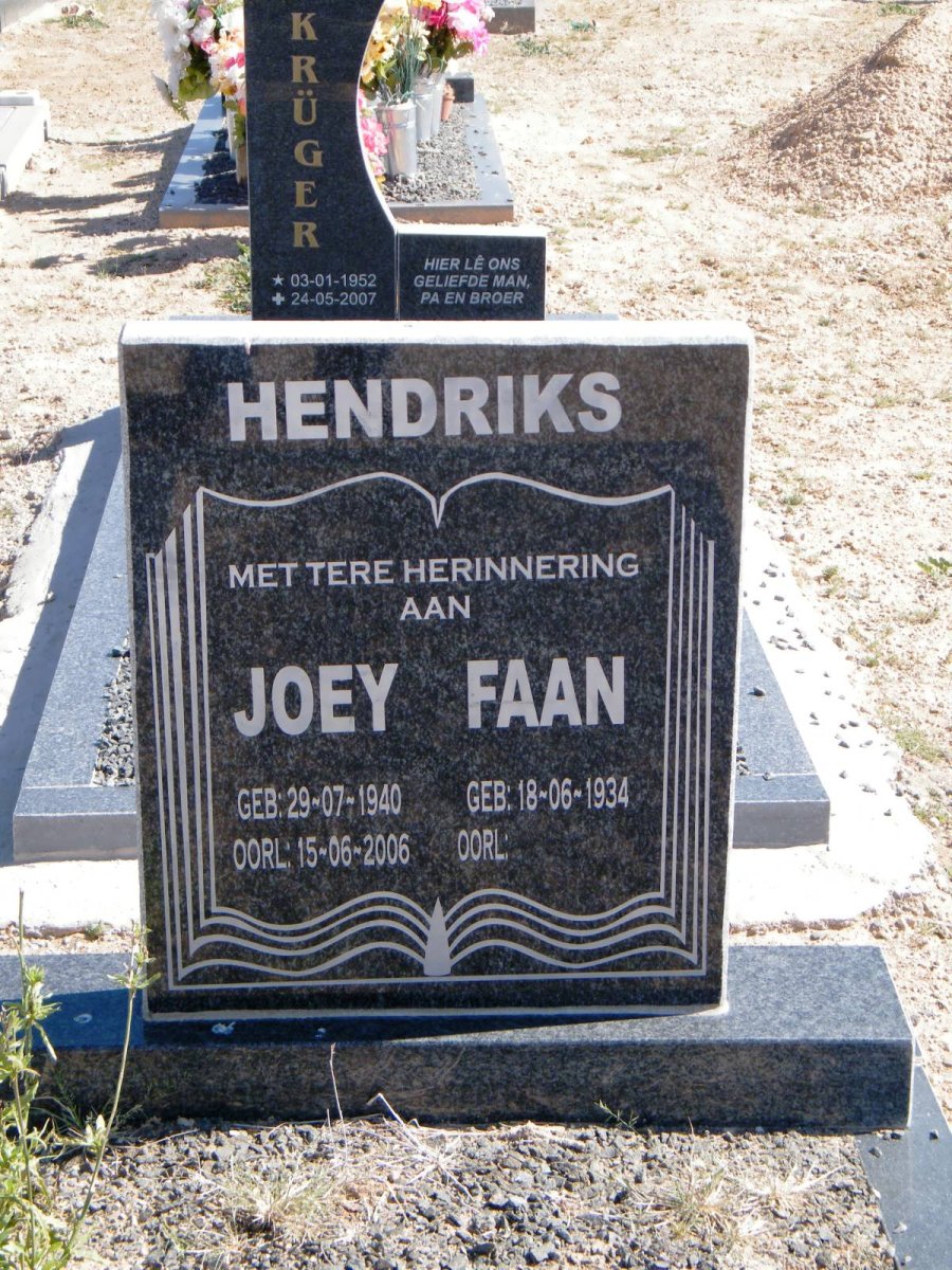 HENDRIKS Faan 1934- &amp; Joey 1940-2006