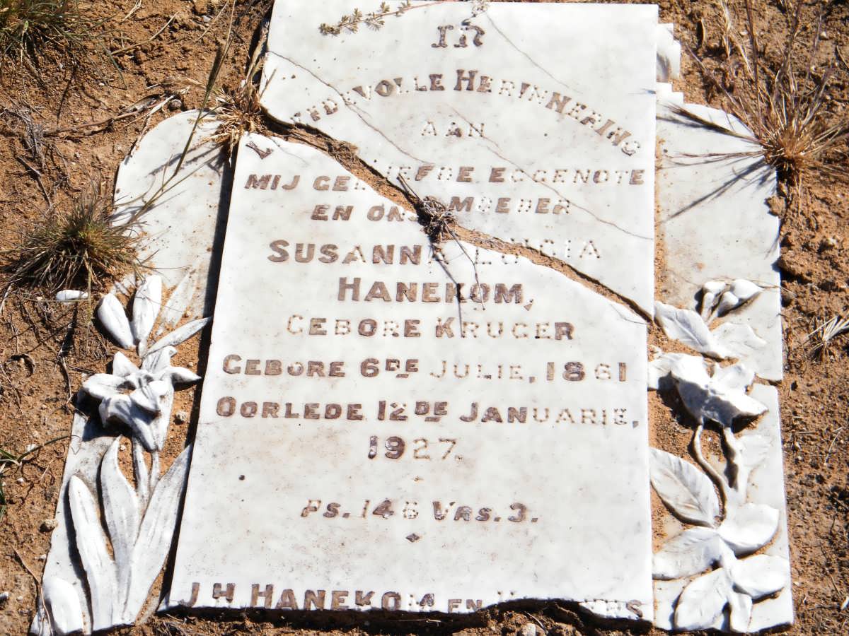 HANEKOM Susanna Lucia nee KRUGER 1861-1927